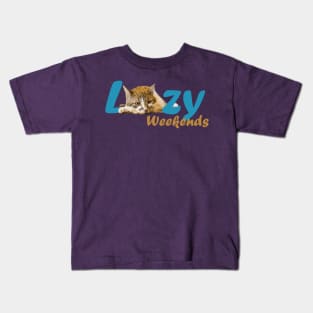 Lazy Cat Weekends Kids T-Shirt